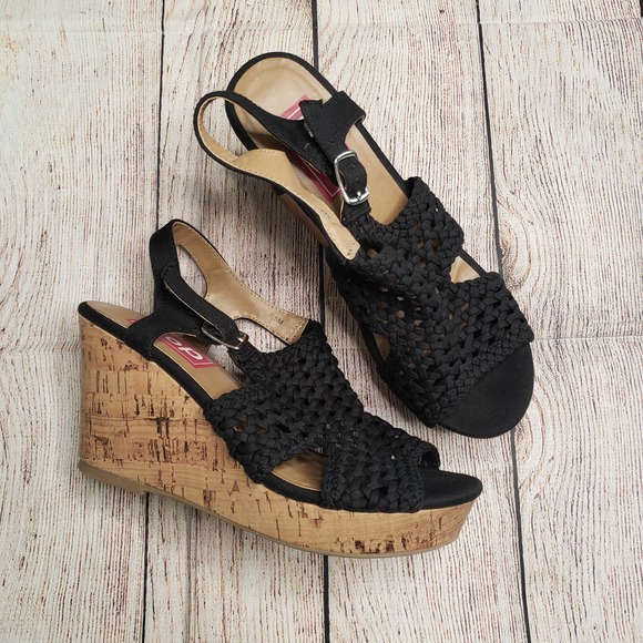 pop Shoes - Edl Presents POP Tamassa Black Brown Wedge Sandals 7.5
